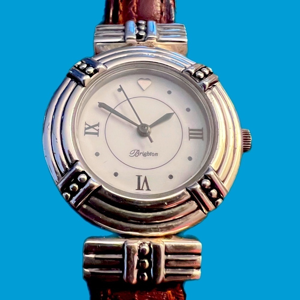 Brighton Manhattan Women's Silver Tone Quartz Watch New Battery Reversible